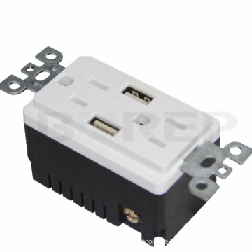 BAS15-2USB CUL GFCI Elektrische Haushaltssteckdose mit USB-Port